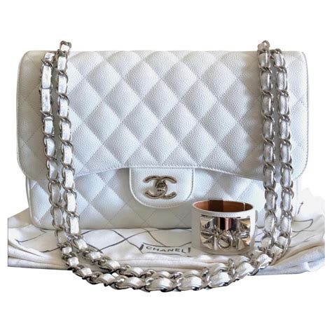 chanel white caviar flap bag|Handbags & Bags .